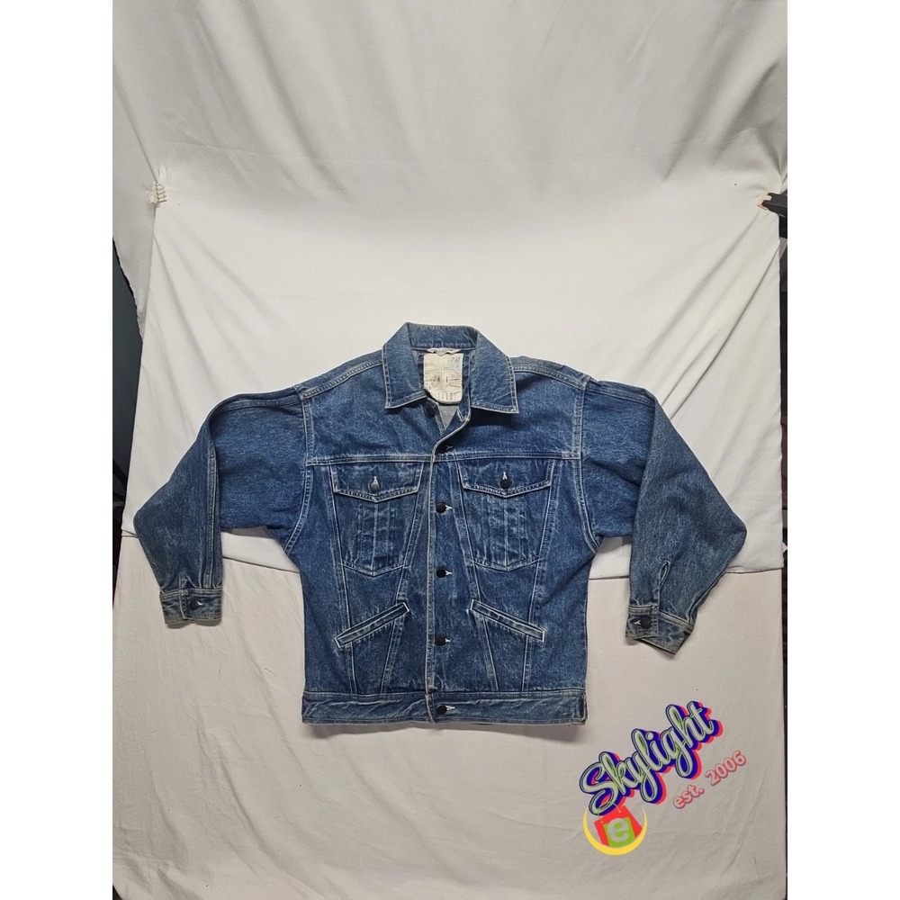 Gitano Womens Blue 80's Denim Jacket Button Up Vintage Retro Form Fit Size Small